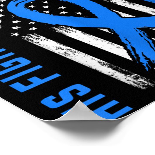 青い 彼の戦いは私の戦い 糖尿病の意識 シャツ ポスター (角)