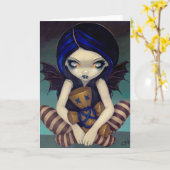 "青い"挨拶状のブードゥー カード (黄色い花)