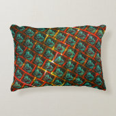 青い「枠付き目」、四角、スクラッチ、または赤い格子 アクセントクッション (正面)