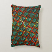 青い「枠付き目」、四角、スクラッチ、または赤い格子 アクセントクッション (裏面(縦))