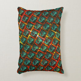 青い「枠付き目」、四角、スクラッチ、または赤い格子 アクセントクッション