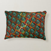 青い「枠付き目」、四角、スクラッチ、または赤い格子 アクセントクッション (裏面)