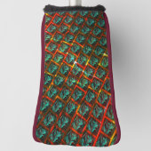 青い「枠付き目」、四角、スクラッチ、または赤い格子 ゴルフヘッドカバー (回転90)