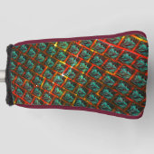 青い「枠付き目」、四角、スクラッチ、または赤い格子 ゴルフヘッドカバー (正面)