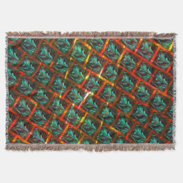 青い「枠付き目」、四角、スクラッチ、または赤い格子 スローブランケット