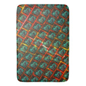 青い「枠付き目」、四角、スクラッチ、または赤い格子 バスマット (正面縦)