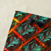 青い「枠付き目」、四角、スクラッチ、または赤い格子 ビーチタオル (インサイチュ)