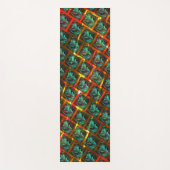 青い「枠付き目」、四角、スクラッチ、または赤い格子 ヨガマット (正面)