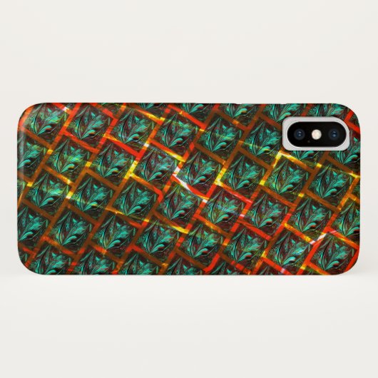 青い「枠付き目」、四角、スクラッチ、または赤い格子 Case-Mate iPhoneケース (裏面(横))