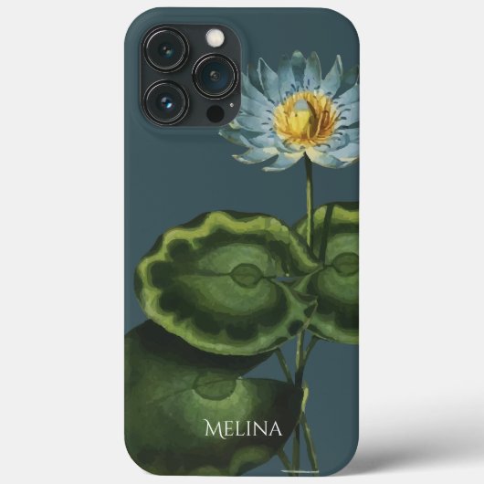 青い《植物》スイレンユニークケース – メイトiPhoneケース Case-Mate iPhoneケース (裏面)