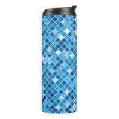 青い「水」モザイクタイルの色合いパターン タンブラー (回転左)