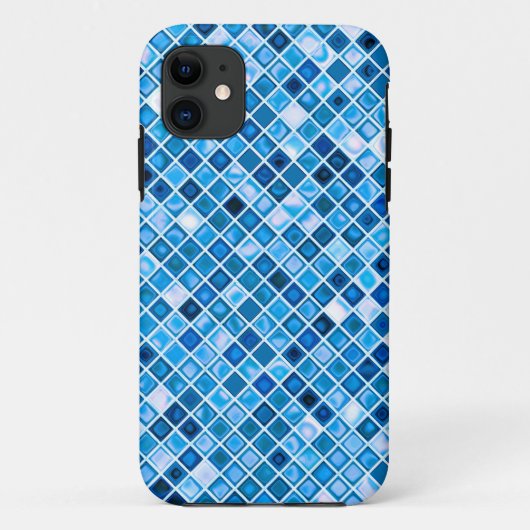 青い「水」モザイクタイルの色合いパターン Case-Mate iPhoneケース (裏面)