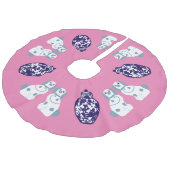 青い（犬）スタッフォードの犬とジンジャーの瓶 フェイクリネンツリースカート (アングル)