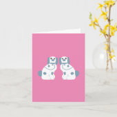 青い（犬）スタッフォード犬 カード (黄色い花)