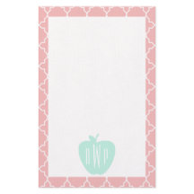 青い + 珊瑚のクローバーのモノグラムの先生