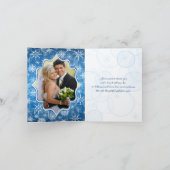 青い、白い雪の結晶の写真　ありがとうカード サンキューカード (内部)