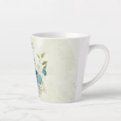 青い 白い 花 緑の草 カフェラテマグ (右)