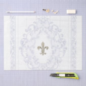 青い(紋章の)フラ・ダ・リスクロールフレーム縁どの分離 薄葉紙 (クラフト)