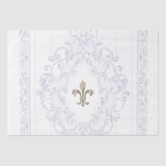 青い(紋章の)フラ・ダ・リスクロールフレーム縁どの分離 薄葉紙 (正面)