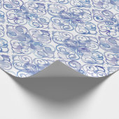 青い（紋章の）フラ・ダ・リ水色パターン ラッピングペーパー (角)