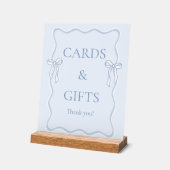 青い 結婚式の招待状 ブルーシャワーのカードとギフト アクリルサイン (傾斜)