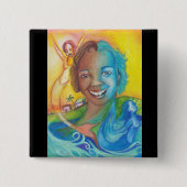 青い 缶バッジ (正面)