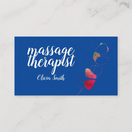 青い 赤い エレガントな 緑の木々 な田舎風の おしゃれな 女性らしい 名刺 (正面)