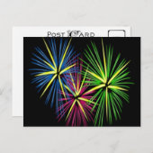 青い 赤い 緑の花火 ポストカード (正面/裏面)