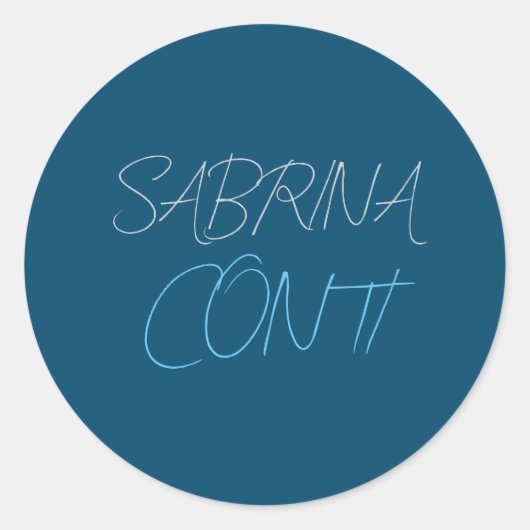 青い 追加 名前 モダン ミニマル プレーンベース ラウンドシール (正面)