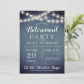 青い 退職パーティーのストリングライト招待状 招待状 (スタンド正面)