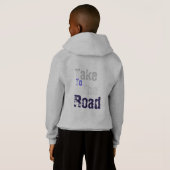 青い「道に連れて行く」グラフィックフード付きスウェットシャツ (裏面フル)