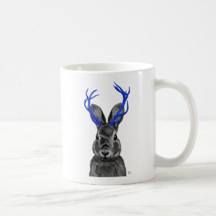 青い(雄ジカの)枝角を搭載するJackalope コーヒーマグカップ