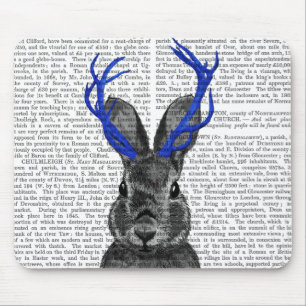 青い(雄ジカの)枝角を搭載するJackalope マウスパッド