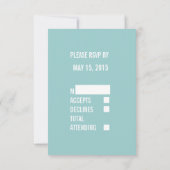 青い 食べて 飲んで 結婚して フォト ウェディング RSVP 招待状 (裏面)