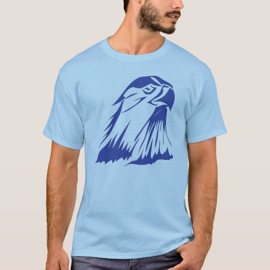 青い《鳥》ハヤブサのイメージ Tシャツ (正面)