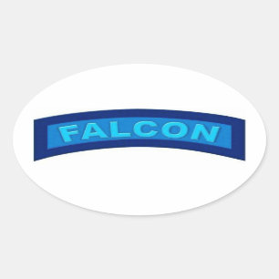 青い《鳥》ハヤブサのステッカー 楕円形シール