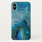 青いAgateモノグラムの iphone Xケース Case-Mate iPhoneケース (裏面)