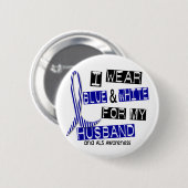 青いALS Iの衣服および私の夫37のための白 缶バッジ (正面&裏面)