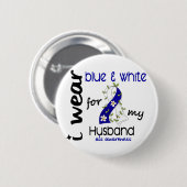 青いALS Iの衣服および私の夫43のための白 缶バッジ (正面&裏面)