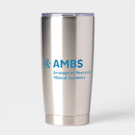 青いAMBSロゴのステンレス製タンブラー 保温保冷タンブラー