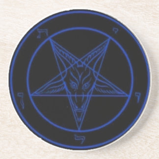 青いBaphometの飲み物のコースターか儀式は部分を変えます コースター