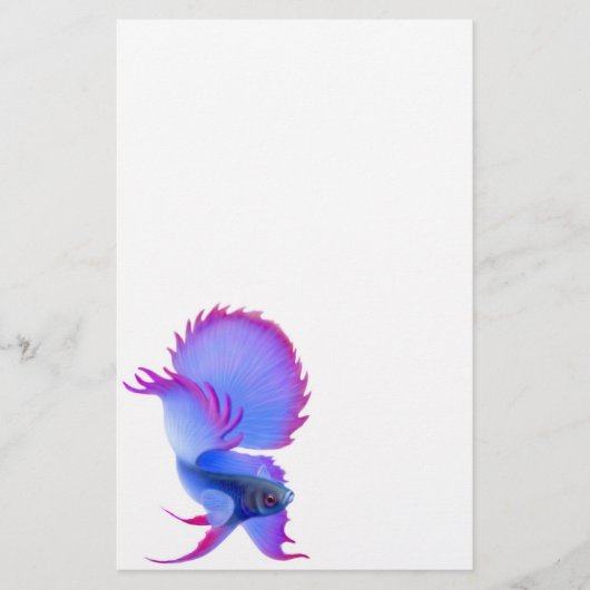 青いBettaの戦いの魚の文房具 便箋 (正面)