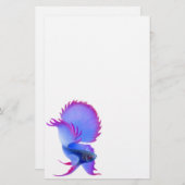 青いBettaの戦いの魚の文房具 便箋 (正面/裏面)