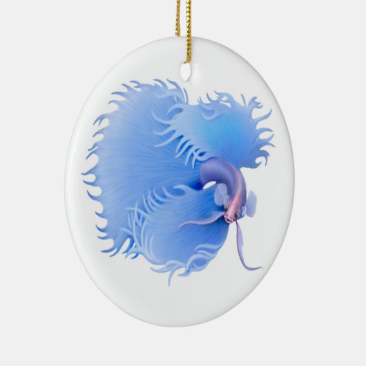 青いBetta急に燃え上がる魚のオーナメント セラミックオーナメント (右)
