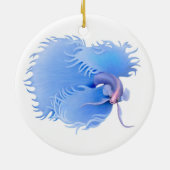 青いBetta急に燃え上がる魚のオーナメント セラミックオーナメント (裏面)