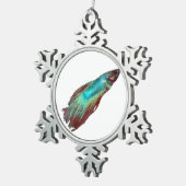 青いBetta スノーフレークピューターオーナメント (右)