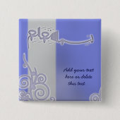 青いbismillahのアラビア書道のイスラム教のイスラム教 缶バッジ (正面)