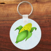 青いBkgdキーチェーンとコブ上のトウモロコシ キーホルダー (正面)