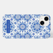 青いBohoフローラ抽象芸術パターン名 Case-Mate iPhoneケース (裏面 (横))