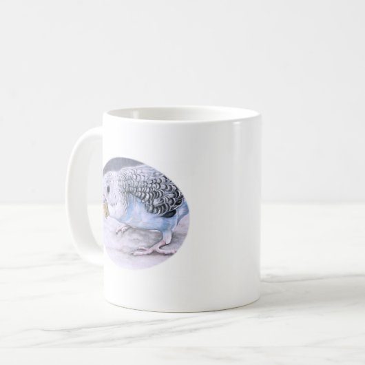 青いBudgieのインコの鳥の芸術のマグ コーヒーマグカップ (正面左)